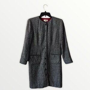 Talbots Vintage Lightweight Tweed Buttoned Down Long Coat